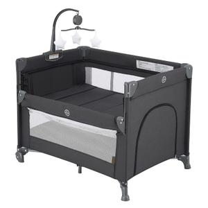 2-in-1 Pack and Play with Mattress,Baby Bassinet Bedside Sleeper, Bedside Bassinet & Baby Playpen, Easy Folding Portable Crib for Newborn to Toddlers (Dark Grey) 