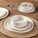 AmorArc Ceramic Dinnerware Set for 6 | Speckled Stoneware Plates and Bowls with Rustic Terracotta Underside| Scratch Resistant, Dishwasher & Microwave Safe Dishes Sets- 18pcs (Modern Beige)