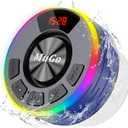 MuGo Shower Bluetooth Speaker Waterproof IPX7, 360 HD Stereo Sound Bathroom Speaker Bluetooth 5.3 with RGB Lights, Suction Cup and Microphone, Mini Shower Radio for Home/Party/Outdoor