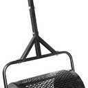 MAKEATREE 16 Inch Compost Spreader and Peat Moss Spreader, 16" Lawn and Garden Roller with Adjustable Handle, Steel Mesh Basket for Spreading Manure, Top Soil, Black