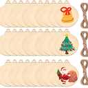 60Pcs Wood Slices,4" Wooden Christmas Ornaments,Unfinished Predrilled Wood Circles for Crafts Centerpieces,DIY Round Wooden Discs Hanging Decorations (4 Inches-60)