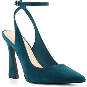 Womens Closed Toe Ankle Strap Heels Pointed Toe Pumps Shoes Slingback High Heel Wedding Dress Shoes (6, Peacock)