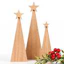 WHQXFDZ 3 pcs Wood Christmas Tree Decoration Farmhouse Table Centerpiece Neutral Brown Christmas Tabletop Decoration Nativity Scene Accessories
