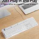 SEUNKWANG EWEADN GX710S Backlit Computer Keyboards, Wired USB Keyboard with White Backlit, Metal Panel, Plug and Play, Pudding Keycaps Full Size Quiet Computer Keyboard for Win/PC/Laptop-White