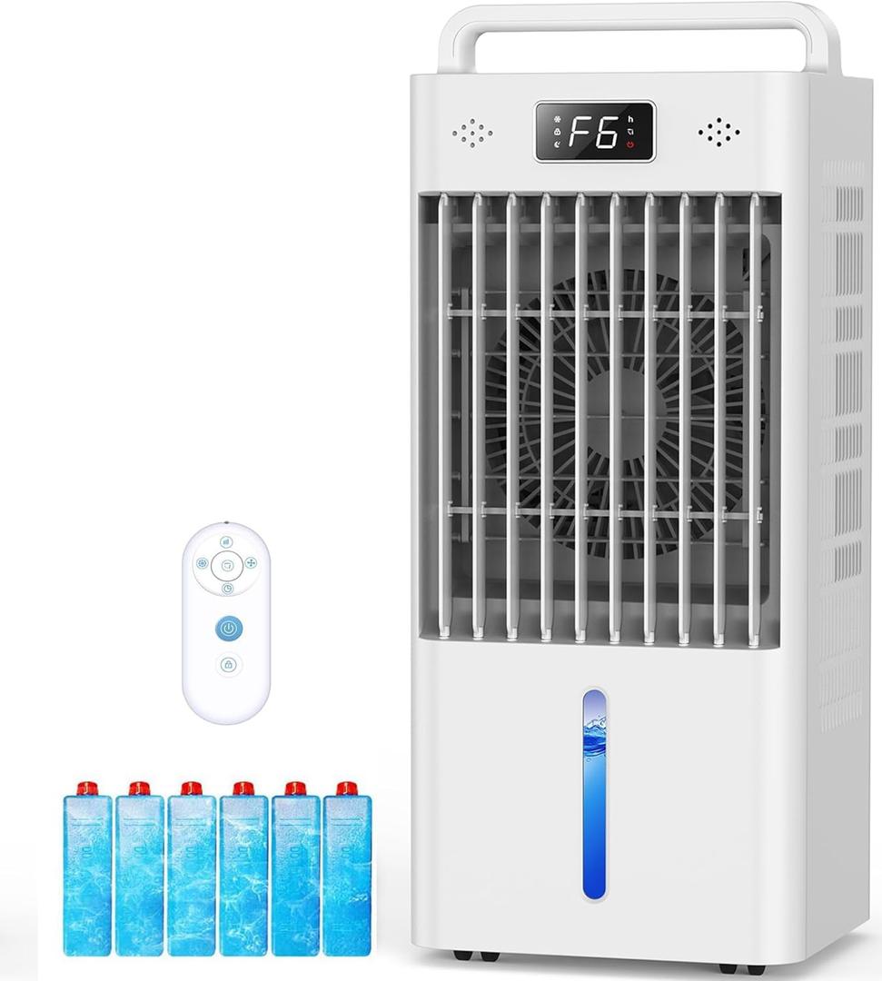 Windowless Portable Air Conditioner with Remote，Evaporative Air Cooler， Swamp Cooler with Water Tank Room Cooling Fan for Home Indoor 12H Timer No Hose Needed