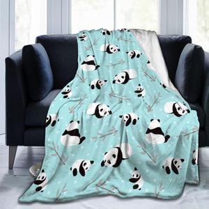 Cute Panda Pattern Throw Blanket Soft Lightweight Cozy Premium Flannel Warm Bed Blanket for Bedroom Living Couch All Seasons 50"X40"