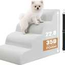 Dog Stairs for Bed Up to 24" H, Extra Height 22.8" 4-Step Pet Steps for Small Dogs and Cats, Non-Slip Sturdy Dog Ramp with Anti-Tip Safety Strap and Washable Cover,Balanced Ramp Indoor Pet Stairs Beige, 4-Steps