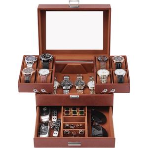 Dajasan Watch Box, Watch Case for Men, 8 Slot Watch Display Case, Large Watch Holder Organizer for Men Women Boys Husband Dad, PU Leather (Brown)