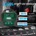 Jump Starter with Air Compressor, 1800 Amp Car Battery Jump Starter 100 PSI Tire Inflator, 10000 mAh 12V Lead-Acid Battery Booster (Up to 5L Gas or 5L Diesel)