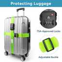 Luggage Straps with TSA Lock, Travel Belt for Luggage, TSA Approved Luggage Straps, 3-Dial Combination Locks Adjustable Suitcase Belt, Quick-Release Buckle (Green), 2 Pack