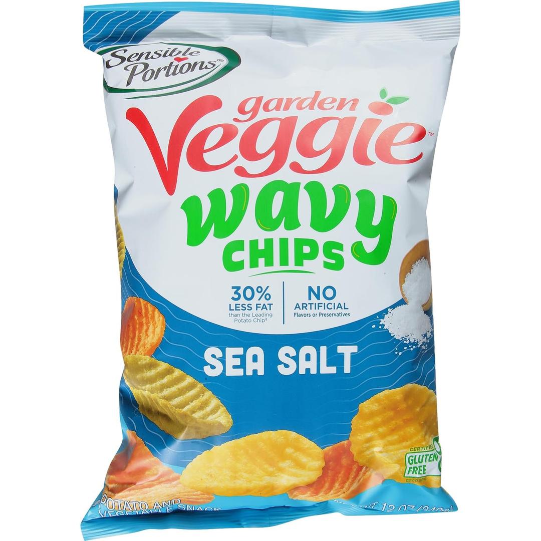 Sensible Portions Garden Veggie Sea Salt Wavy Chips, 12 oz. (Pack of 8), BBD 08Nov25