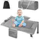 Toddler Airplane Travel Bed, Airplane Seat Extender for Kids, Plane Must Have for Toddlers, Baby Travel Essentials for Flying, Portable Travel Bag Foot Rest for Flights(Grey)