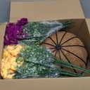 2 Set Artificial Outdoor Flowers with Hanging Baskets,24 Pcs UV Resistant Faux Petunias Flowers with Hanging Planter for Front Door Porch Spring Outside Decor (2, White,Yellow,Purple,RedViolet)