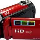 Andoer Portable 1080P High Definition Digital Video Camera DV Camcorder 16MP 2.7 Inch LCD Screen 16X Digital Zoom Built-in Battery (Red)