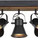 5-Light Track Light Fixtures, Adjustable Ceiling/Wall Mount Spotlight, Industrial Black Kitchen Track Lighting for Living Room, Dining Room, Hallway, Bathroom