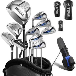 Golf Clubs Set for Men Left Handed Complete 14-Piece with Driver Fairwood Hybrid Irons Putter Stand Bag & 3 Headcovers - Beginner Mens Golf Set with Graphite Shafts Black, Hand Orientation: Left