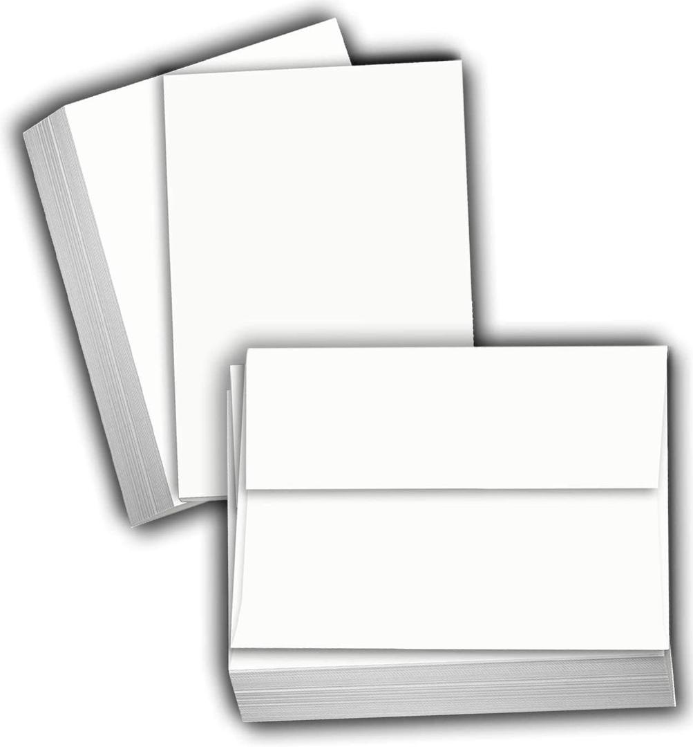 Hamilco White Cardstock Paper, Flat Cards with Envelopes  4" x 6", 80 lb Cover, Blank Postcard, Note & Invitation Cards, 100 Pack