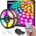 Lepro LED Strip Lights, 50ft Music Sync MagicColor Light Strip with Remote, Valentines Gifts for Men & Women, 5050 RGB Lights for Bedroom, Home, Gaming Room, Party, Wall,Valentines Day Decor