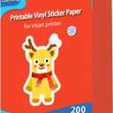 Lzerking 200 Sheets Glossy Printable Vinyl Sticker Paper 8.5"x11", Vibrant Color Quick-Drying Waterproof White Decals for Inkjet/Laser Printers & Cricut for Small Businesses, DIY Enthusiasts