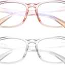 Hycredi Kids Blue Light Blocking GlassesAnti Eyestrain & UV Protection, Computer Gaming TV Phone Glasses for Boys Girls (A1* 2 Pack (Clear Pink +Clear))