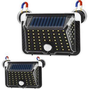 Magnetic RV Solar Lights with Motion Sensor, Waterproof RV Exterior Lights for Camper, Trailer, 5th Wheel & Truck Porch, Outdoor Solar Lighting with Strong Magnets (2 Pack, Black)