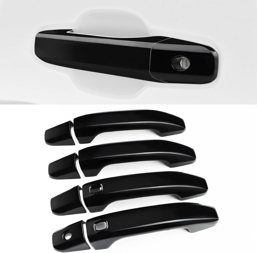 DLOEVG Car Door Handle Covers Compatible for 2019-2022 2023 2024 2025 Chevy Silverado/GMC Sierra 1500 2500HD 3500HD Accessories Black Handle Protector for Coloroda 2024 2025 with 2 Auto Sensor Holes