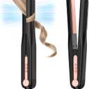 SKIMI Airflow Styler, Titanium Flat Iron Hair Straightener, Professional Curling Iron with Cooling Air Vents to Lock in Style, 5 Temps & Dual Voltage, Auto Off (Black & Pink).