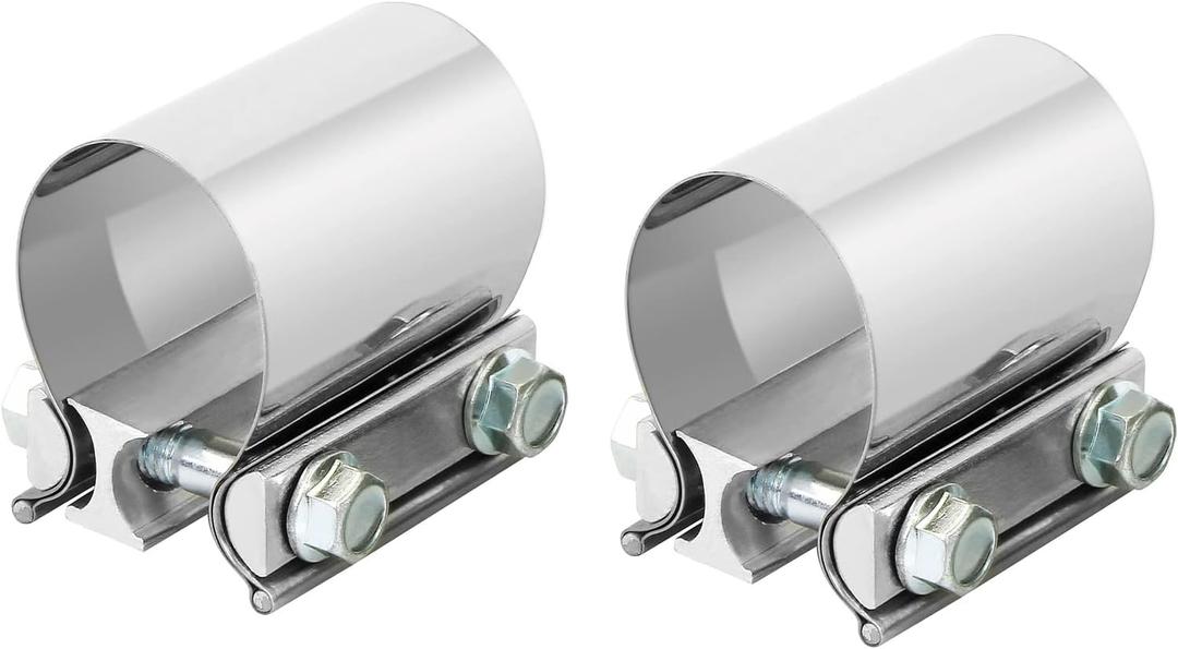 2.0 Inch 2" Butt Joint Exhaust Band Clamp Sleeve Stainless Steel 2pcs