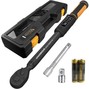 Digital Torque Wrench 3/8 Drive, 1.5-99.5 ft-lbs./6.8-135Nm Range, Electric Torque Wrench with Dual Direction Ratchet, 1% Accuracy with Vibration, Buzzer and LED Alert