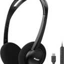 USB-C Wired on-Ear Headphones with Microphone & in-Line Control, Comfort Foam Pads, Adjustable Headband for Kids, Teens, Adults, Compatible with Type-C Phone, Tablet, Laptop, PC