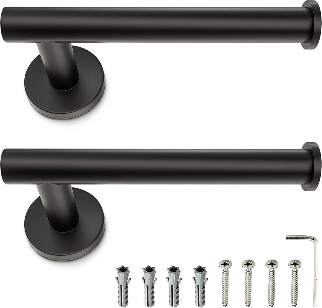 Matte Black Toilet Paper Holder Wall Mount SUS304 Stainless Steel Rotate Proof Modern Toilet Tissue Roll Holder  TP Holder for Bathroom, Kitchen, Washroom  2 Pack