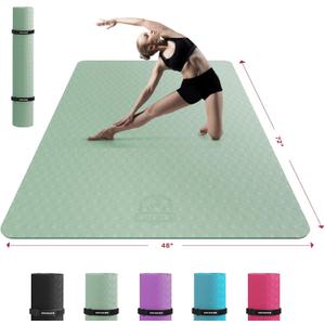 HAPBEAR Extra Large Yoga Mat - 72"x48"x6mm (1/4 inch), Non-Slip, Durable, Thick Wide Exercise Mat for Home Workouts, Yoga, Pilates, Stretching and Cardio Workouts