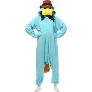 Slim Fit Unisex Adult Onesie Animal Pajamas Halloween Cosplay Sleepwear (Large, Platypus)
