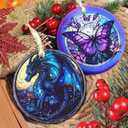Christmas Ornament - Dragon Decor Round Ceramic - Dragon Ornament - Christmas Tree Decor - Ornaments for Christmas Tree - Dragon Lovers Gifts - Dragon Themed Gifts
