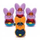 PEEPS Plush Easter Bunny Toy Set – 4-Pack Cowboy & Police Officer Plush Bunnies (3 Purple Cowboy, 1 Orange Police Officer) – Soft Stuffed Animals for Easter Baskets & Collectibles