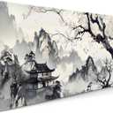 Japanese Mouse Pad XXL 35.4 X 15.7 Inch Anime Style Art Design Extended Large Gaming Mousepad Keyboard Full Desk Mat Non-Slip Rubber Base Stitched Edges for Home Office