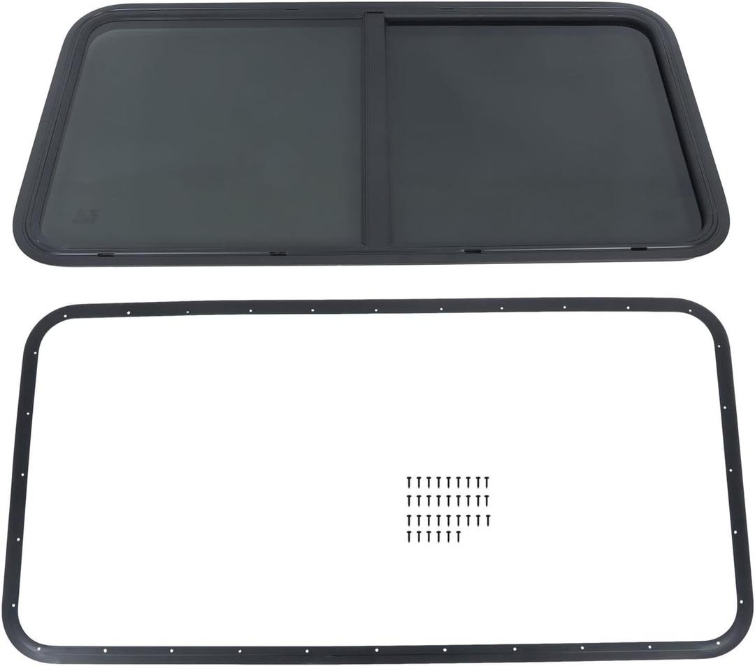 labwork 42inch W x 22inch H RV Horizontal Slide Window Suitable for Camper Cargo Trailer - Tempered Glass with Screen DOT Certified
