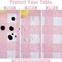 Kesfey 3 Packs Pink Gingham Tablecloth Pink and White Checkered Tablecloths 54 x 108 Inches Disposable Plastic Gingham Tablecovers Waterproof Rectangle Picnic Table Covers for Birthday Party Supplies