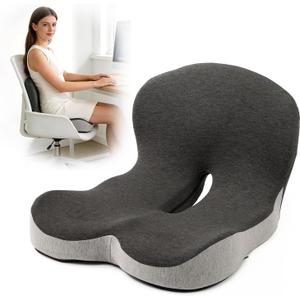 Orthopedic Seat Cushion, L-Shaped Ergonomic Memory Foam Back & Seat Support, Non-Slip Breathable Washable Cover, for Office Chair, Car, Wheelchair, Gaming Seat