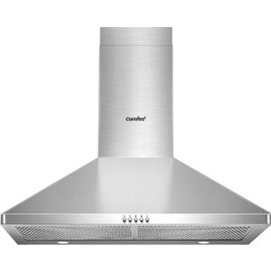COMFEE' CVP30W6AST Ducted Pyramid Range 450 CFM Stainless Steel Wall Mount Vent Hood with 3 Speed Exhaust Fan, 5-Layer Aluminum Permanent Filters, Two LED Lights, Convertible to Ductless, 30 inches