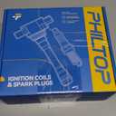 PHILTOP Ignition Coil Pack and Iridium Spark Plugs Fits for Kia 2012-2019 Soul 1.6L, Hyundai 2012-2019 Accent, Kia 2012-2019 Rio, Hyundai 2013-2017 Veloster 1.6L, Hyundai 2012 Veloster, 4PCS UF652