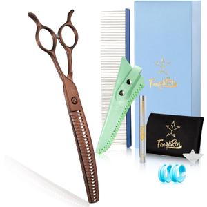 High-end Professional Dog Grooming Curved Thinning Scissors Teeth Blending Shears Pet Texturizing Thinner Blender Shears 7.5 Inch Extremely Very Sharp Made Of Stainless Steel Alloy For Dog Cat Groomer