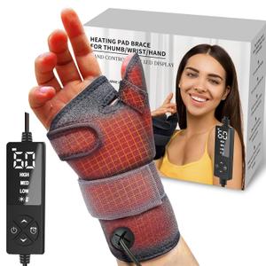 ELEKHEAL Electric Thumb & Wrist Heating Pad for Hand Arthritis with 3 Heat & 5 Timer Settings, Heated Wrist Wrap for Carpal Tunnel Syndromes, Tendonitis Left/ Right Hand Pain Relief(L)
