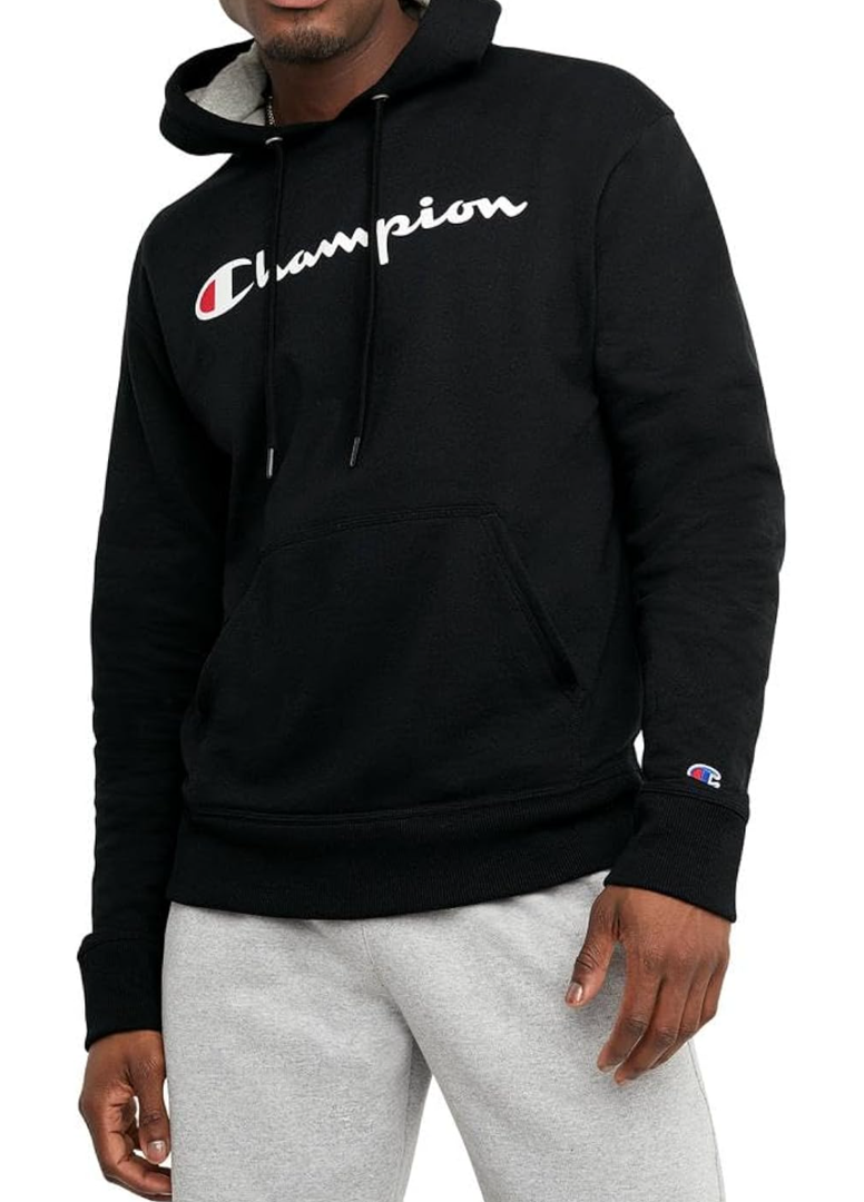 Champion Men's Powerblend Fleece Hoodie Sweatshirt with Script Logo (Regular and Big & Tall), 2 XL