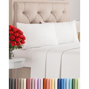 Cal King Size 4 Piece Sheet Set - Comfy Breathable & Cooling Bed Sheets Set - Hotel Luxury Bedding for Women, Men, Kids, Teens, Boys & Girls - Deep Pockets and Wrinkle Free - Oeko-Tex - Antique White