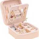 KElofoN Travel Jewelry Case and Organizer with Mirror - Gift for Women and Girls (Pink)