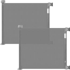 2-Pack Retractable Baby Gate for Stairs-33Height, Expands up to 55Width-Safety Gate for Infants, Toddlers, Dogs & Pets-Easy Install, Secure Closure, Gray Mesh Design for Indoor & Outdoor Use