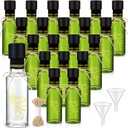 20 Pcs 4 oz Mini Glass Olive Oil Bottles Empty Sauce Condiment Bottles with Dropper Inserts and Sticker Seals Caps for Gifts Kitchen (Olive Pattern, Clear)