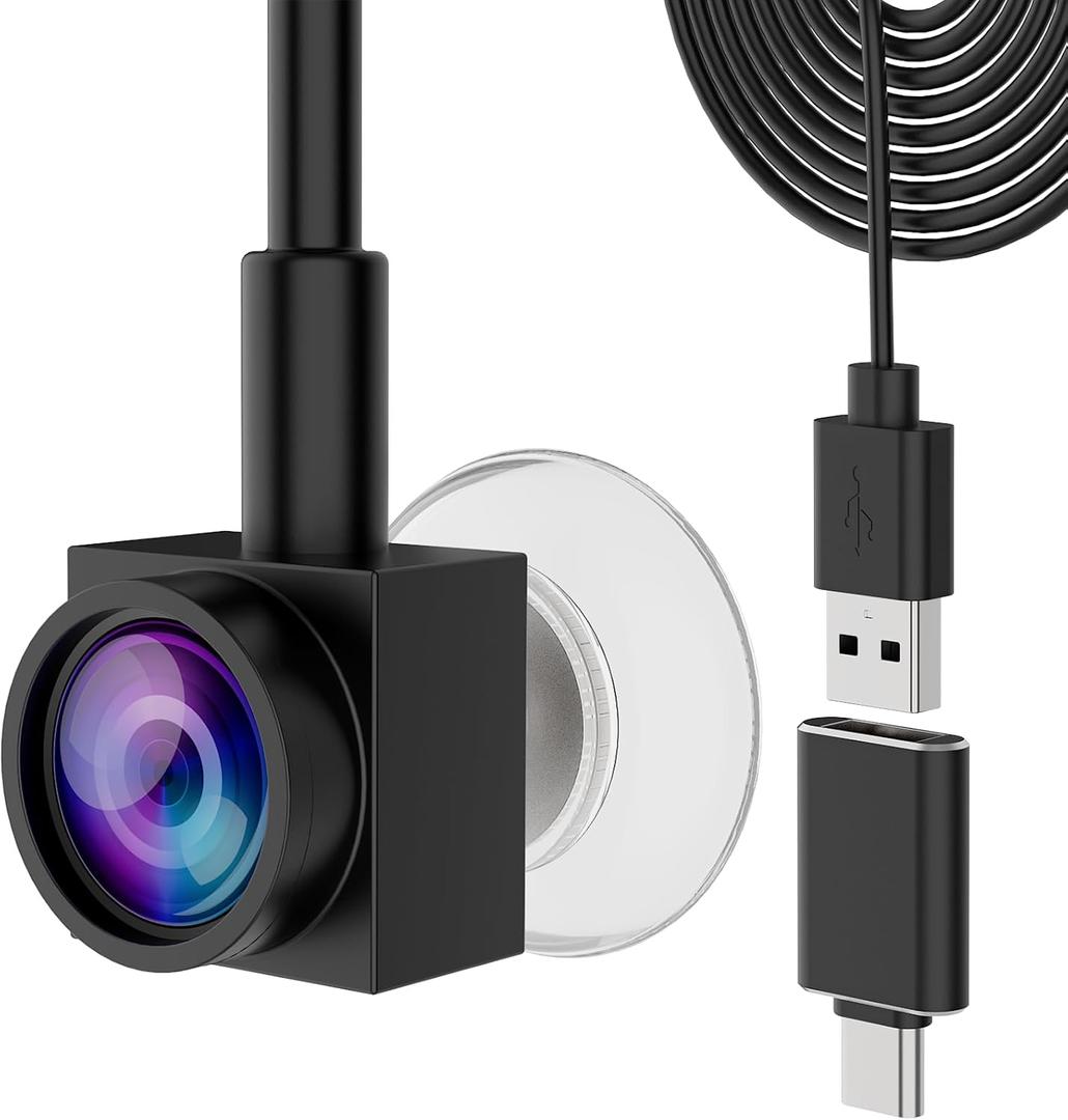 1080P Eye Contact Webcam Auto Focus with Suction Cup of Center Screen, Webcam with Noise-Cancelling Microphone for PC and Laptop, Plug & Play for Live Streaming Video Call Conference