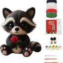 Morcolplus Woodland Raccoon Crochet Kit for Beginners & Adults, Amigurumi Forest Animal Crochet Starter Kit with Video Tutorials, DIY Yarn Craft Kit, Handmade Cozy Room Decor Gift